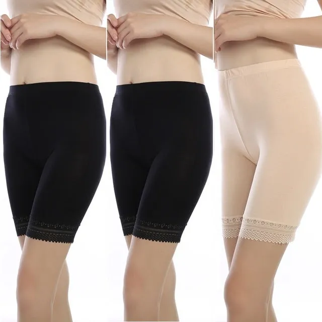 3pcs/lot Summer Style Ladies Boxer Short Safe Pants Bamboo boyshort underpants with Lace Plus big Sizes ladies' underwear