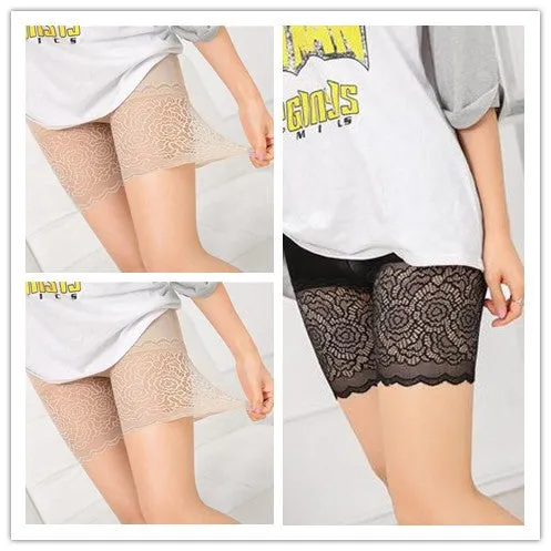 3pcs/lot Summer Style Ladies Boxer Short Safe Pants Bamboo boyshort underpants with Lace Plus big Sizes ladies' underwear