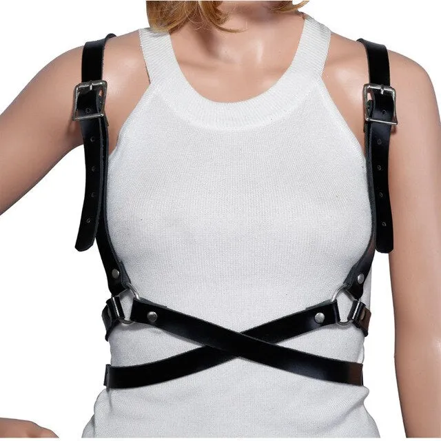 Adult womens erotic lingerie bra clear open cup bra maid bandage chain bralette shelf bra sexy clothes strappy hot leather bra