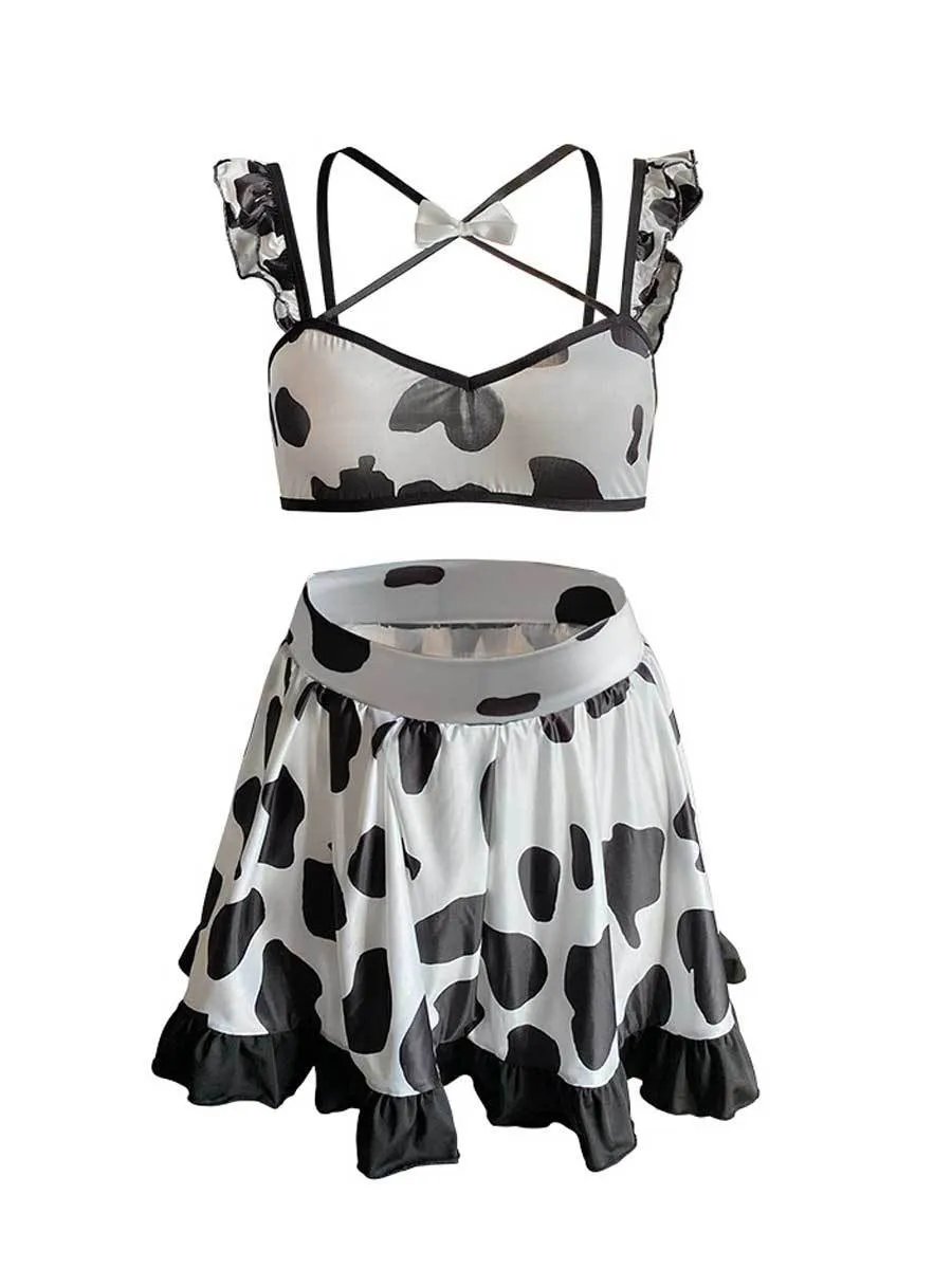 Anime Cow Print Lingerie Set