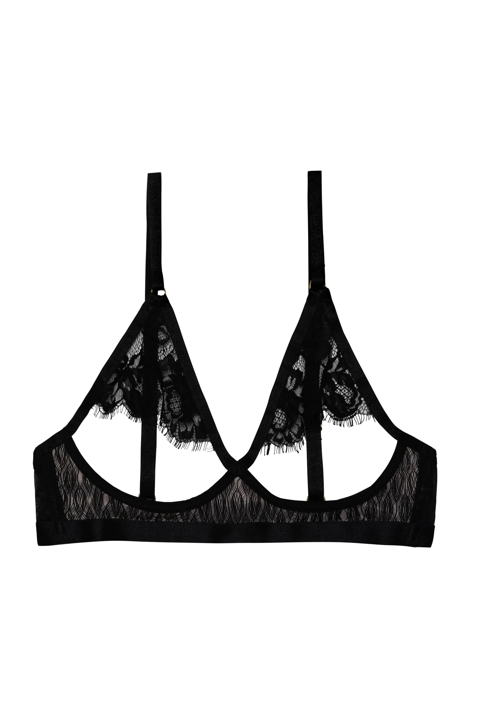 Blair Black Open Cup Triangle Bra with Geo Mesh