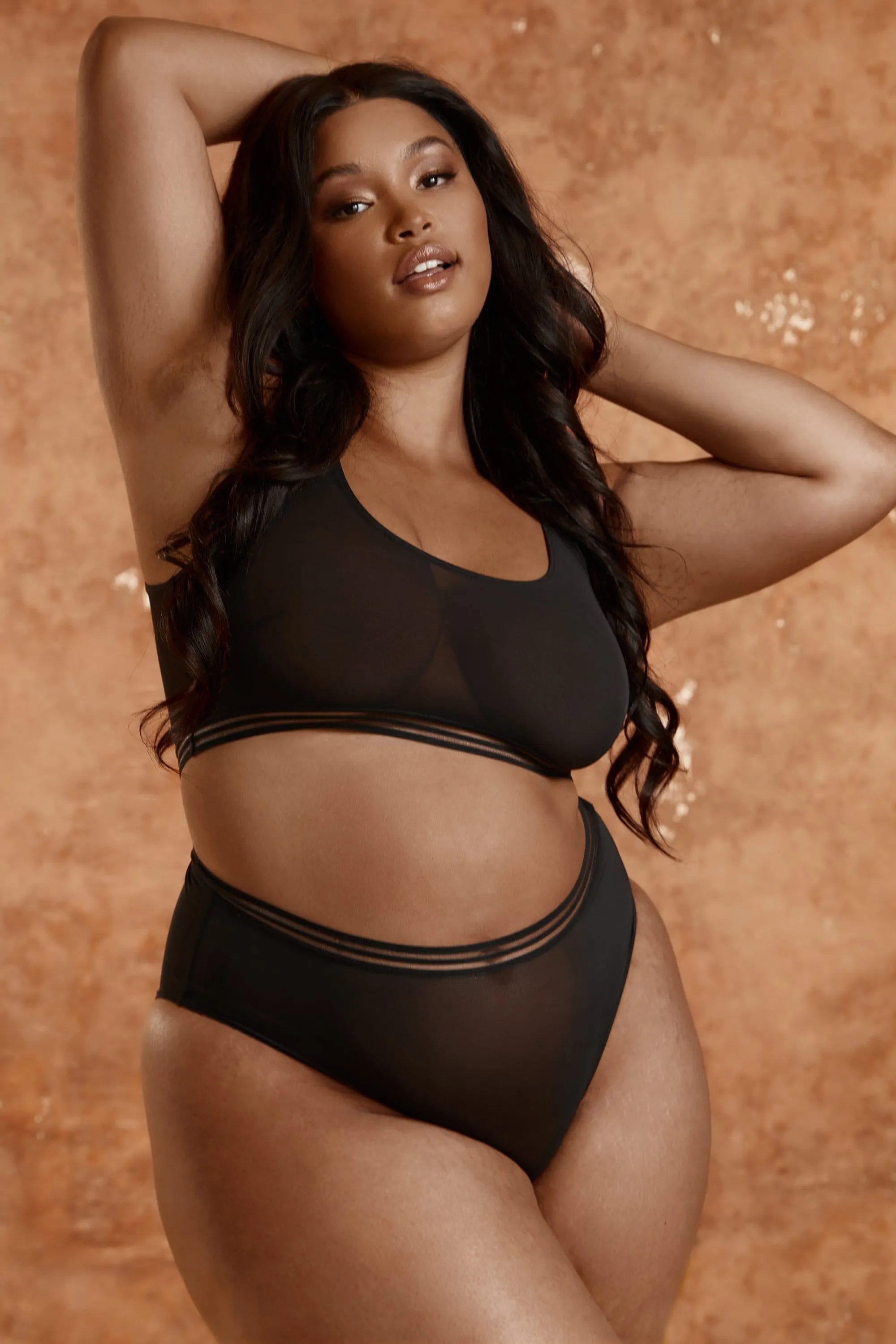 Chelsea Black Mesh Highwaist Brief