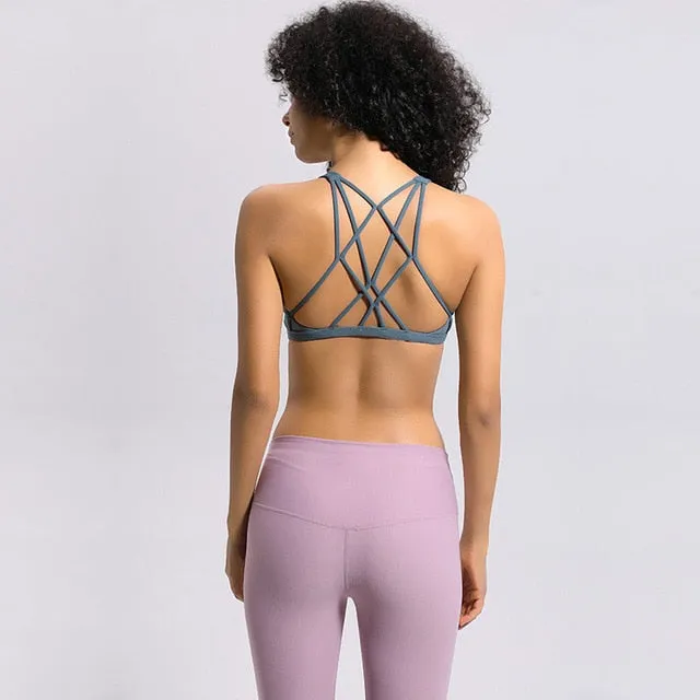Colorvalue Sexy Cross Straps Gym Sports Bra Women Wireless Yoga Fitness Top Padded Push Up Yoga Bra Crop Top Activewear XS-XL