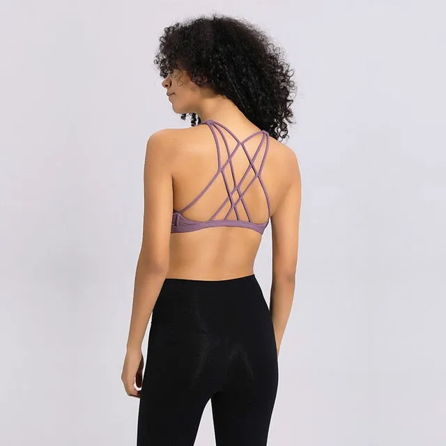 Colorvalue Sexy Cross Straps Gym Sports Bra Women Wireless Yoga Fitness Top Padded Push Up Yoga Bra Crop Top Activewear XS-XL