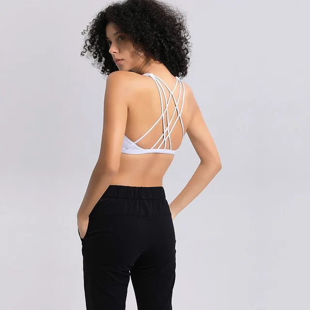 Colorvalue Sexy Cross Straps Gym Sports Bra Women Wireless Yoga Fitness Top Padded Push Up Yoga Bra Crop Top Activewear XS-XL