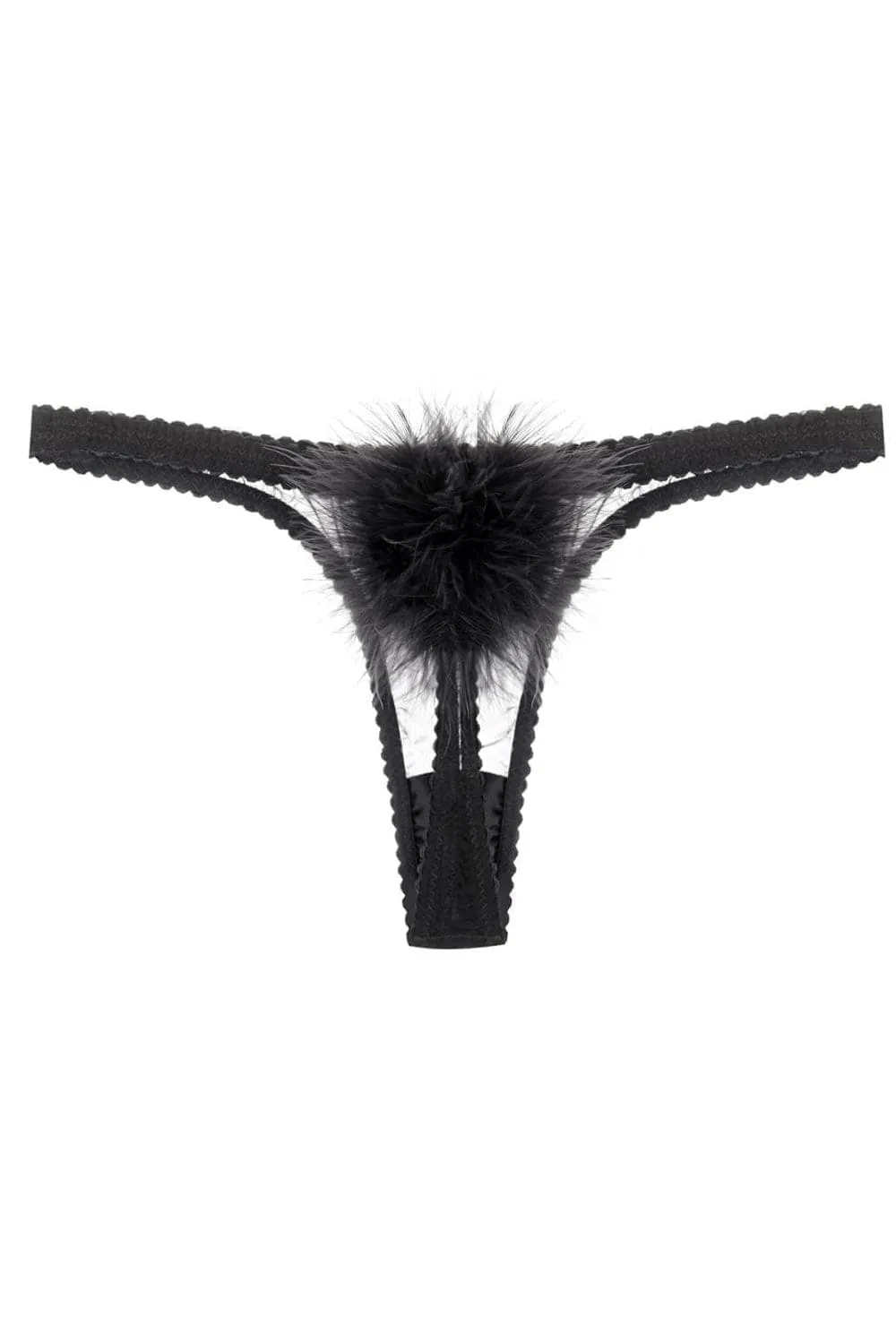 Diana Silk & Marabou Feather Pom Pom Thong. Size M (UK 10-12)