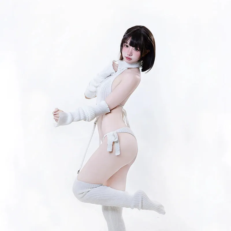 F-234 Backless sweater two-dimensional cosplay pure desire tie halterneck knit cover