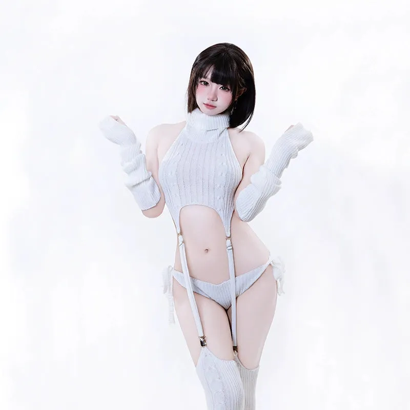 F-234 Backless sweater two-dimensional cosplay pure desire tie halterneck knit cover