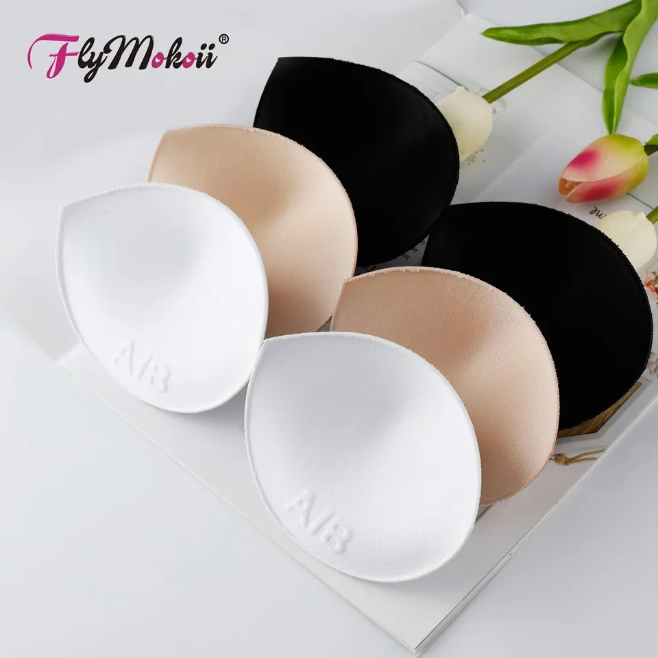 Flymokoii 1 Pair/Lot Women Bra Padded Chest Cups Thick Insert Breast Enhancer Push Up Bikini Invisible Bra Pads for Swimsuit