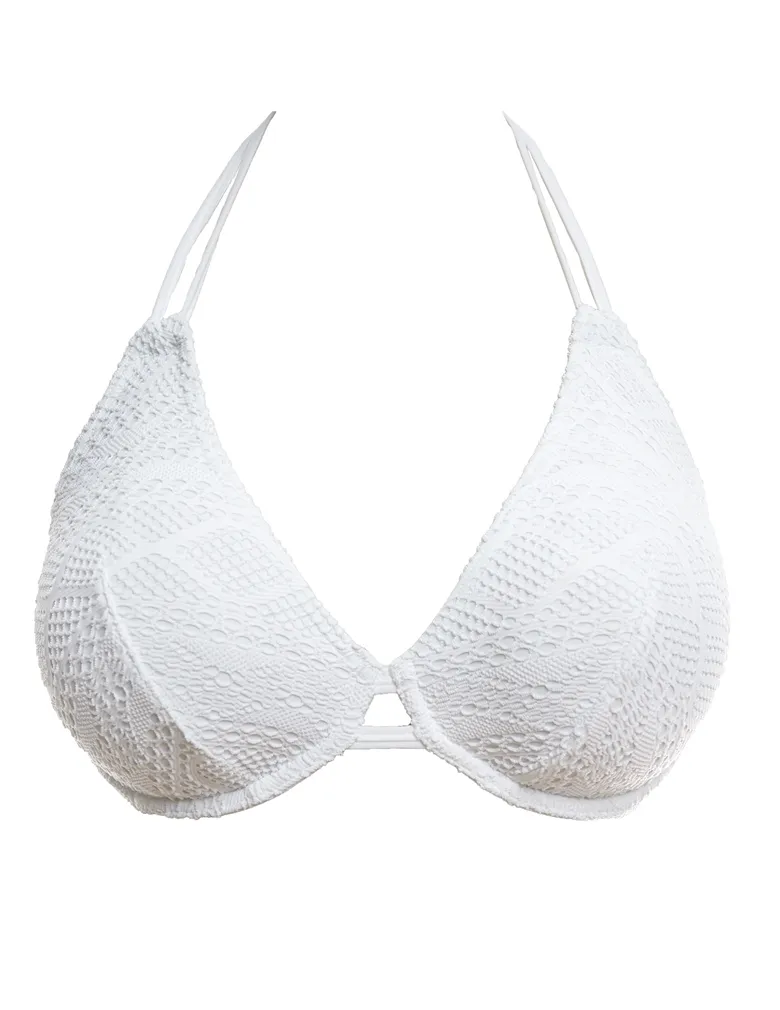 Freya Sundance AS3971 White Underwire Bandless Halter Bikini Swim Top