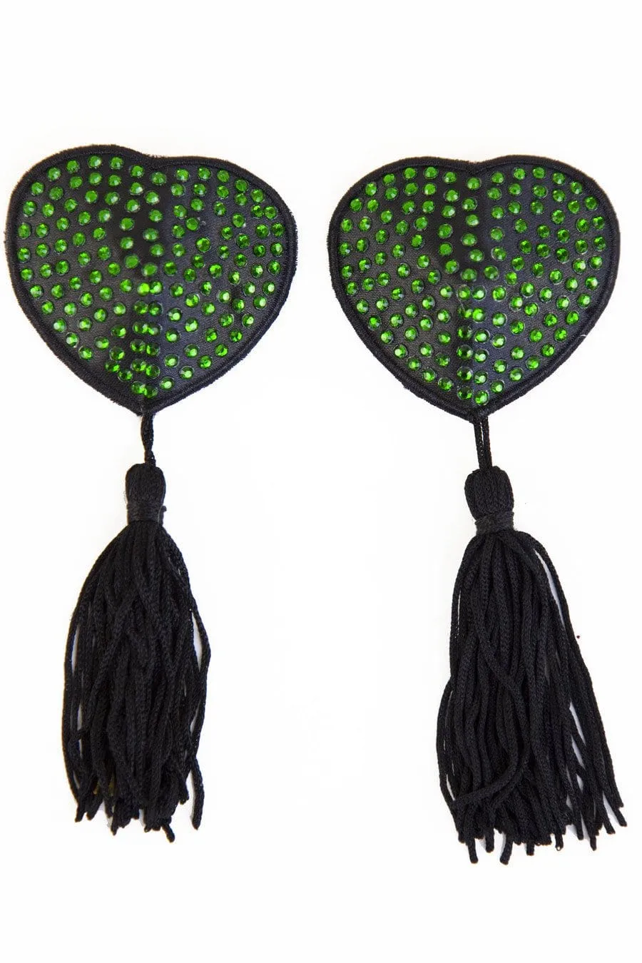 Frida Nipple Tassels  Green Beaded Heart Shape