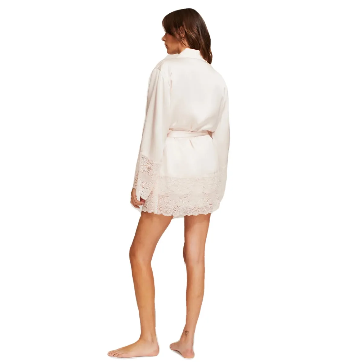 Ginia Silk Lace Robe Petal Pink