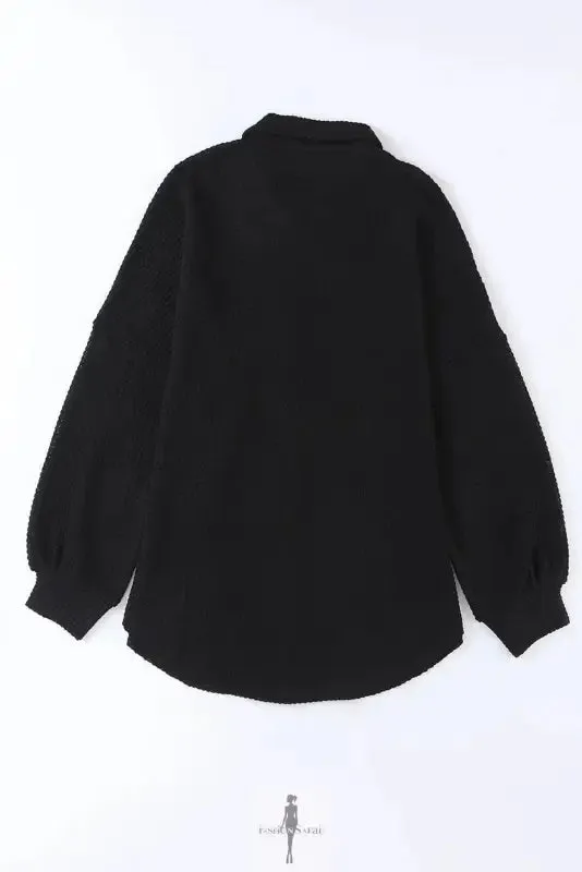 Hot Pink Knit Button Waffle Shirt