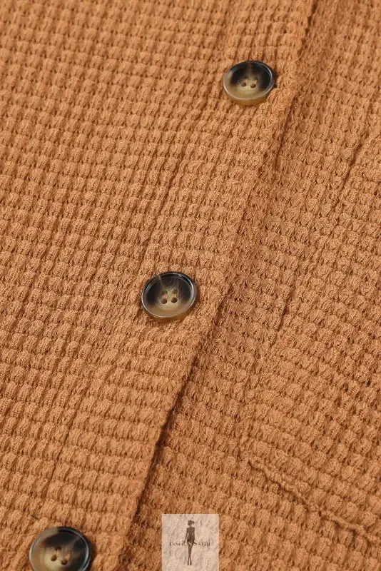 Hot Pink Knit Button Waffle Shirt