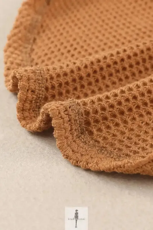 Hot Pink Knit Button Waffle Shirt