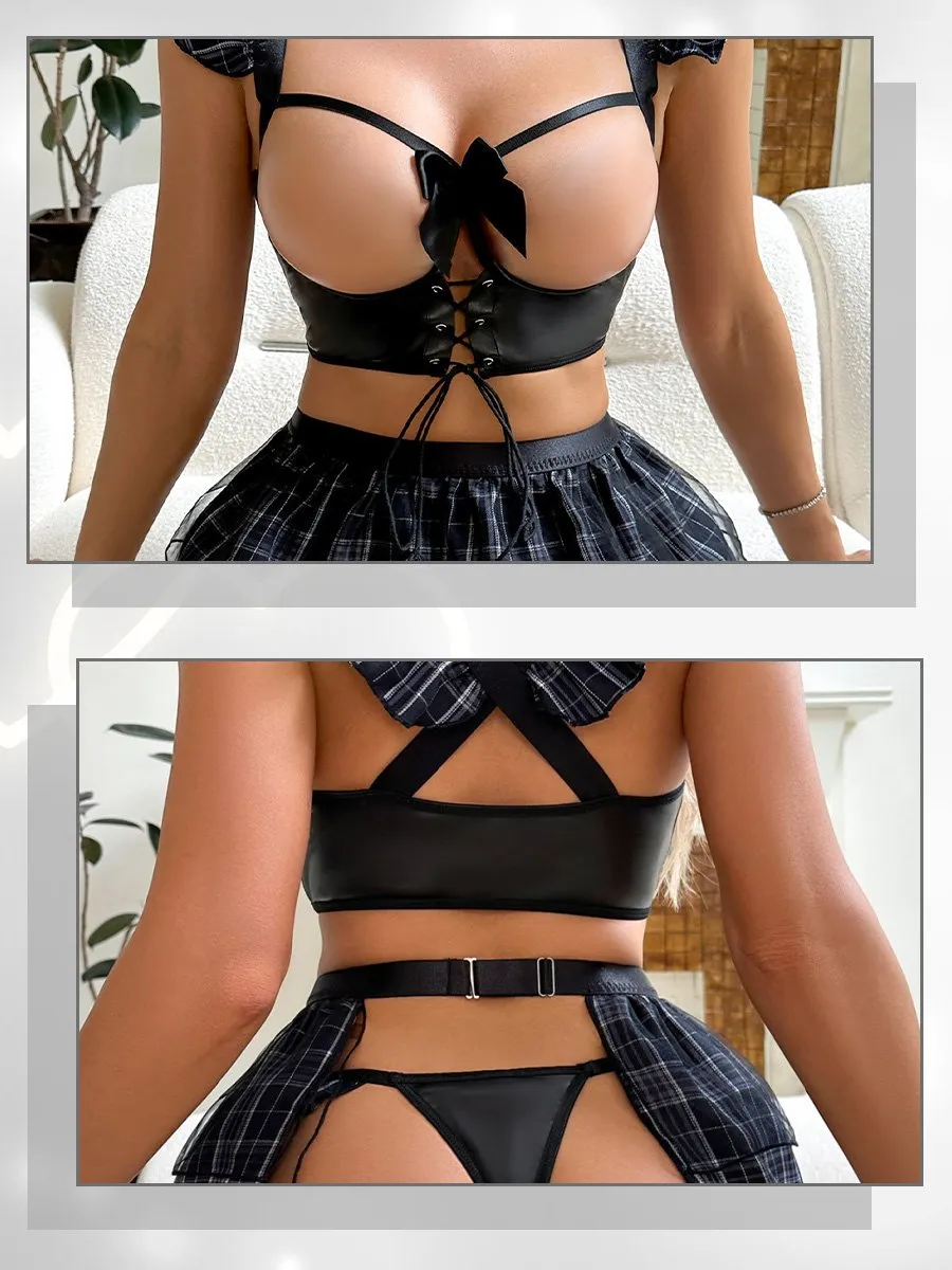 Sexy Cupless Longline Bra Set