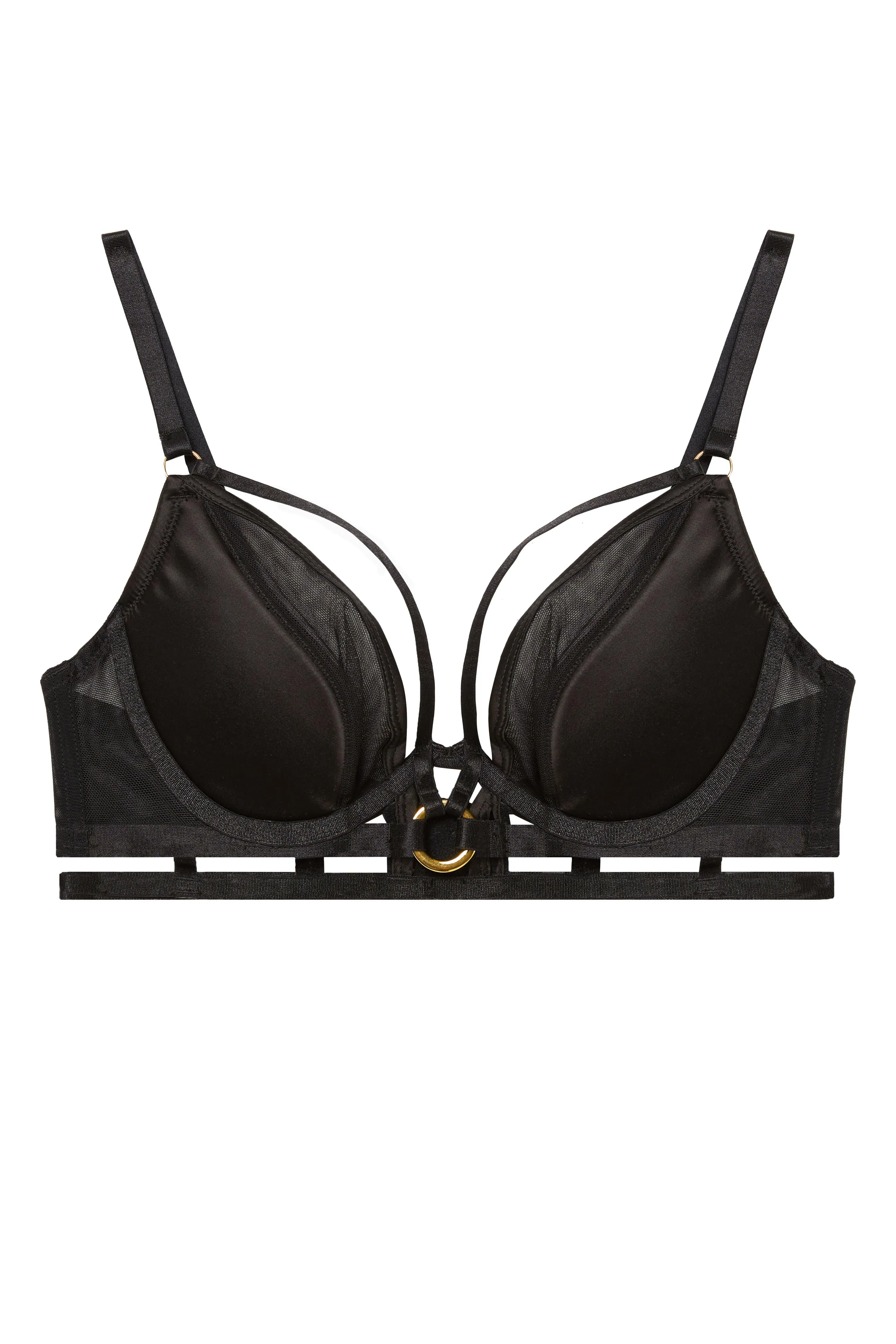 Sierra Black Gold Ring Curve Bra
