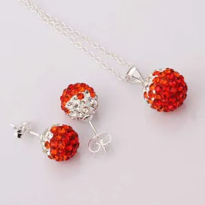 silver plated Jewelry Set Disco Ball Beads Cute Crystal Shamballa Sets Fasion Sterling Necklace Earring SBS 52 ELY