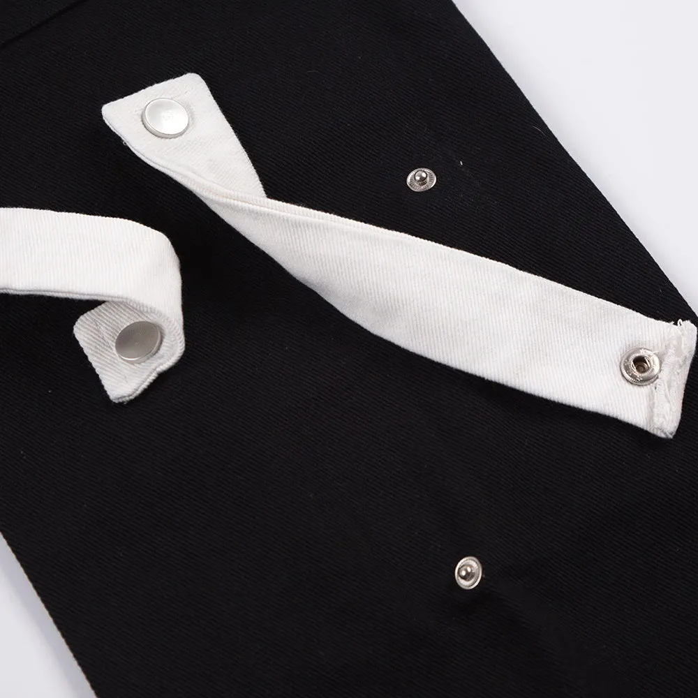 Street Fashion Loose Straight-leg Trousers With Metal Buckle Patch