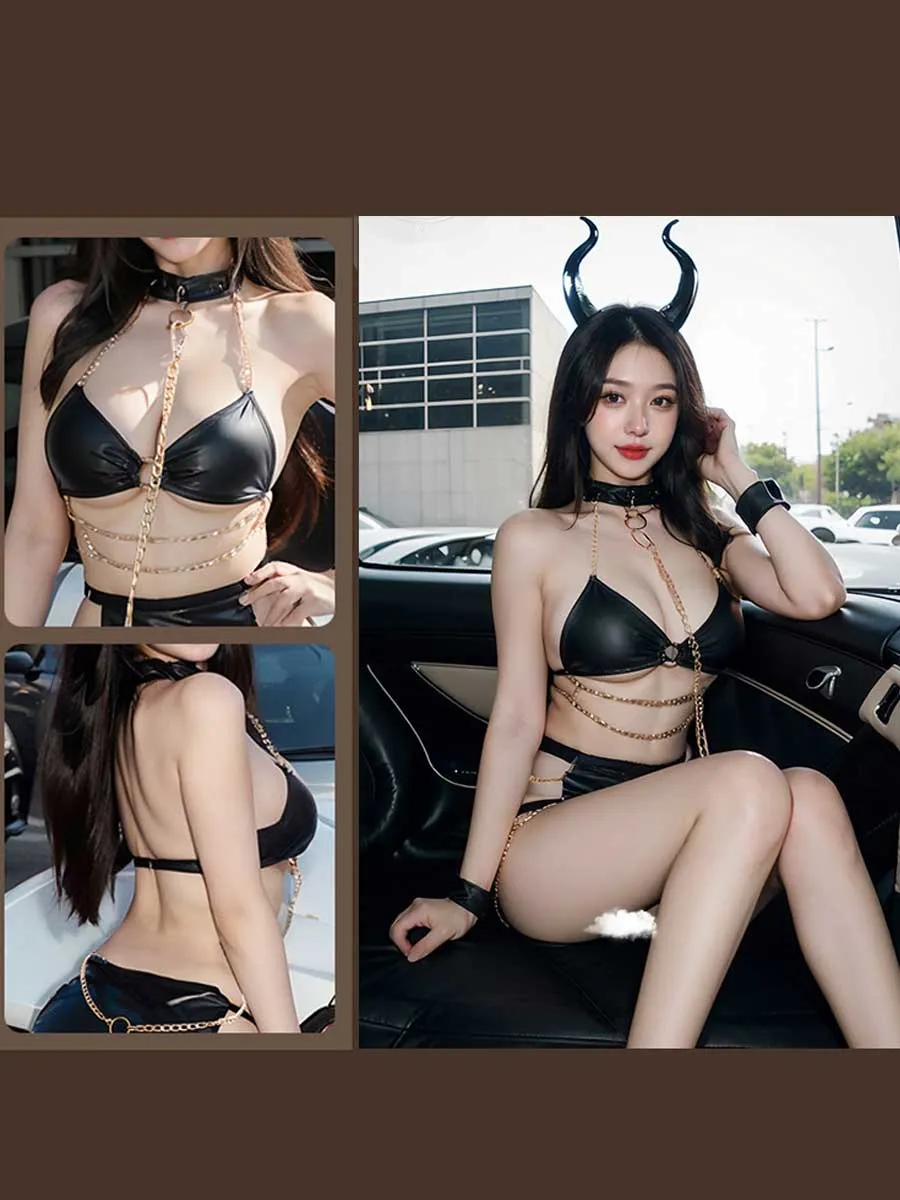 Wet Look Devil Cosplay Lingerie
