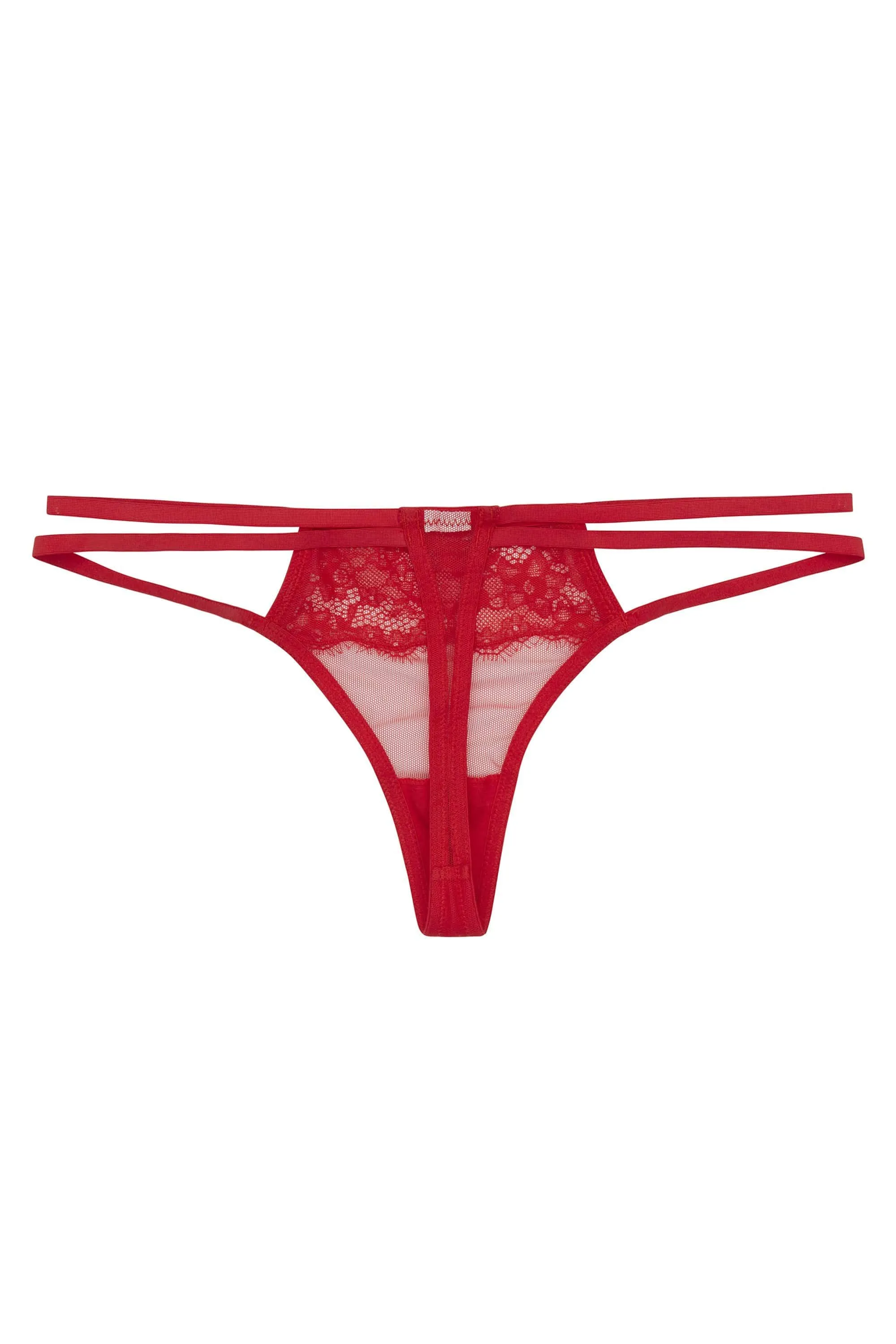 WW x Charlotte McKinney Cara Red Lace Overlay Thong