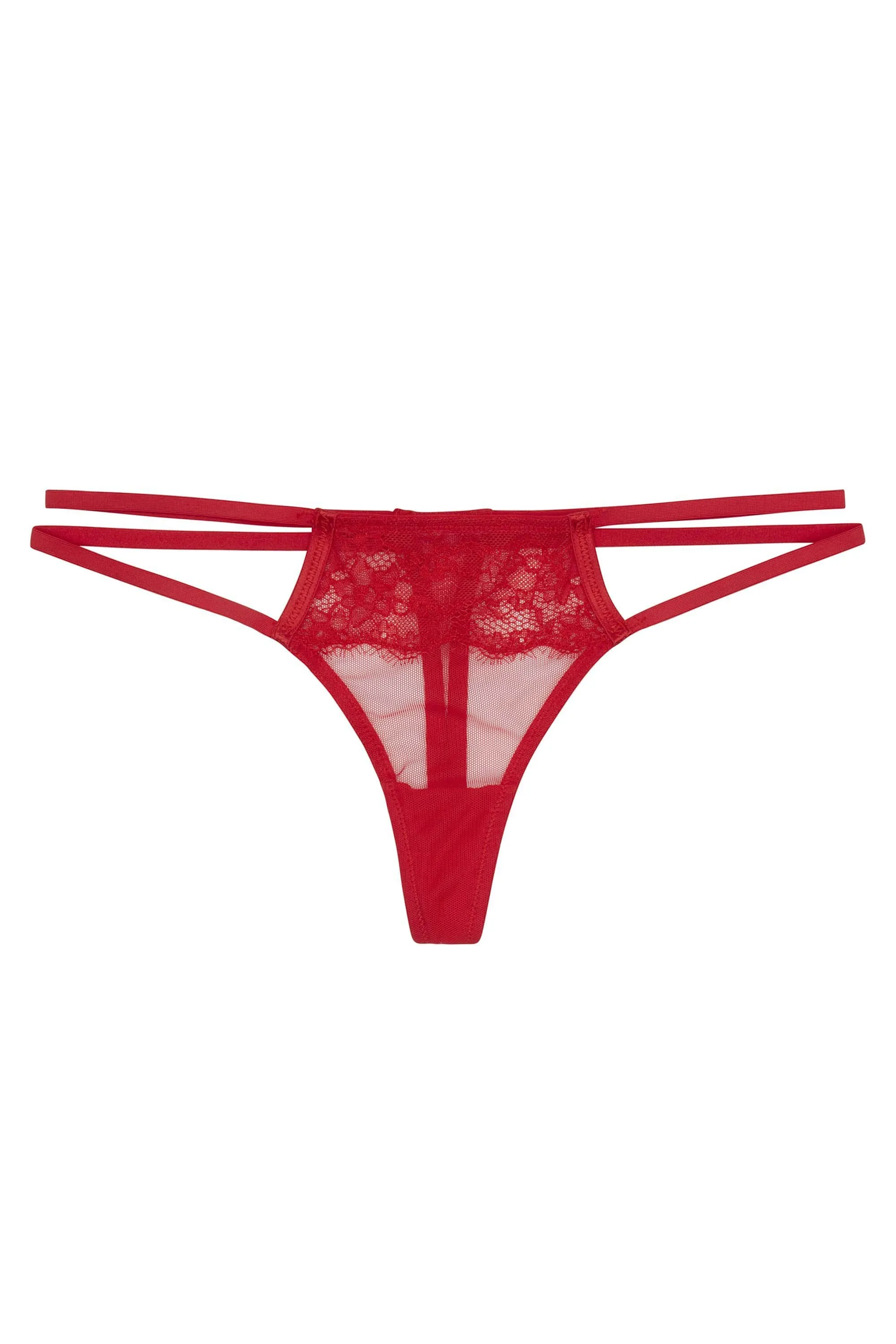 WW x Charlotte McKinney Cara Red Lace Overlay Thong