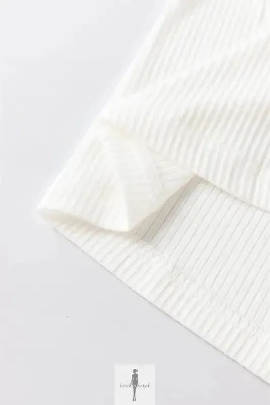 Yellow Flower Puff Sleeve Ribbed Knit Top