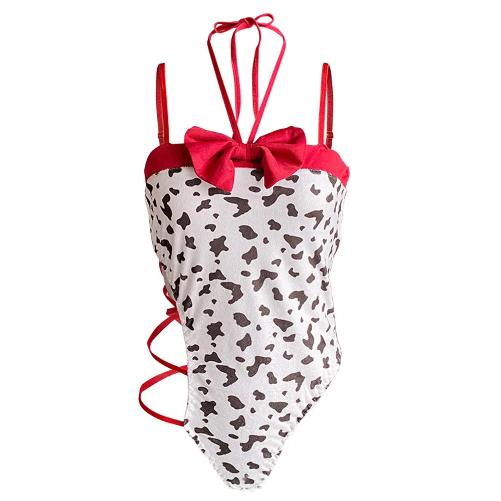 Yomorio Anime Cow Costume Kawaii Cow Print Cosplay Outfit High Cut Onepiece Bodysuit