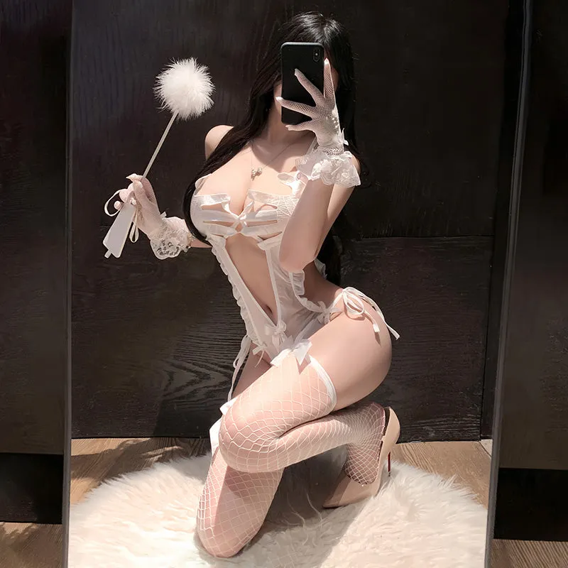 Z-7032  Funny Naughty Don't Look Sexy Open-Crotch Bodysuit for Role Play
