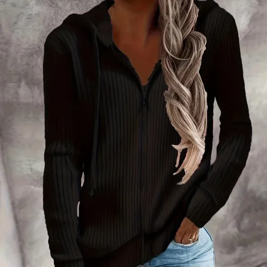 Zip Up Drawstring Hoodies. Casual Soldi Long Sleeve Sweatshirt