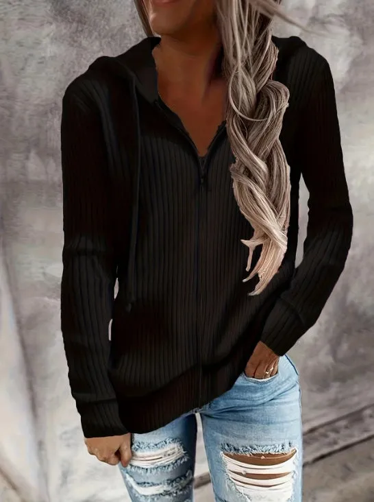 Zip Up Drawstring Hoodies. Casual Soldi Long Sleeve Sweatshirt