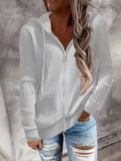 Zip Up Drawstring Hoodies. Casual Soldi Long Sleeve Sweatshirt